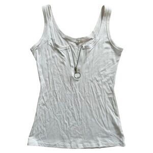 SHEIN White Sleeveless Tank Top with Zipper Detail medium